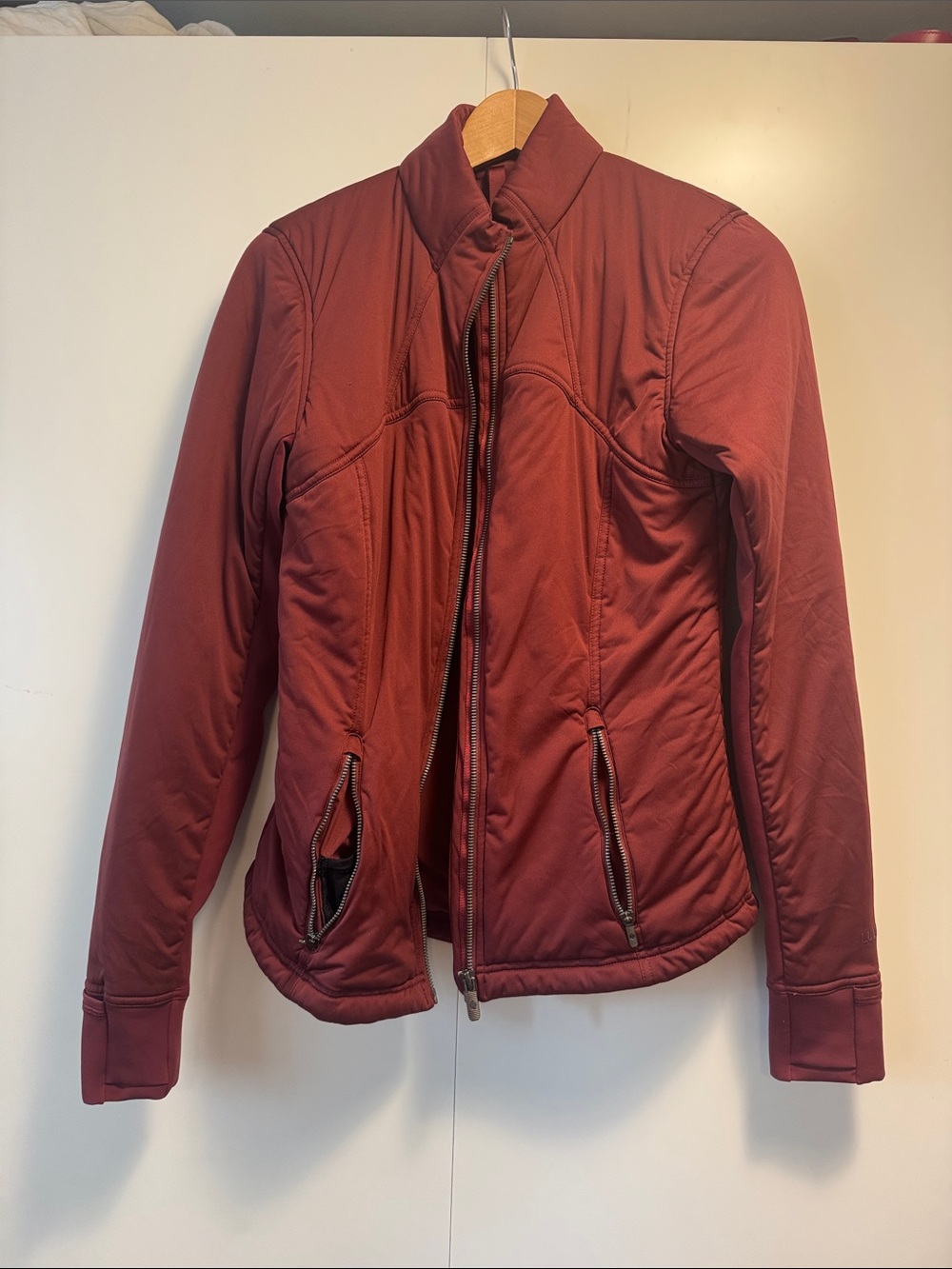 lululemon athletica Wine Red Quilted Bomber Jacket